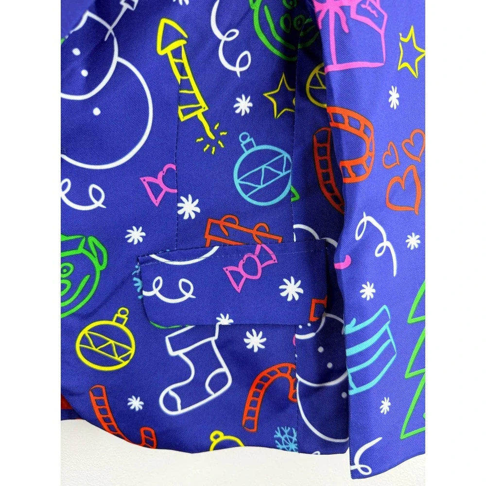 Suitmeister Kids Christmas Blazer Blue Neon Doodle Holiday Jacket Size S‎ 4-6Y